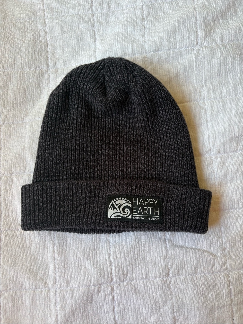 Happy Earth 100% Organic Cotton Dark Grey Ribbed Beanie